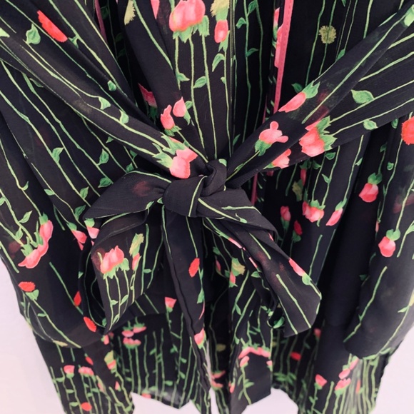 Josie Natori Two Piece Set Sheer Robe & Pant Small Floral Vintage Fairy Whimsy - Picture 5 of 12